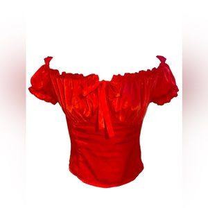 Red Off-Shoulder Blouse